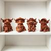 Rustic Highland Cow Ornament, Terracotta Color 3D Printed Cow Statue, Cute Highland Cow Figurine for Home Desk Shelf Farmhouse Decor