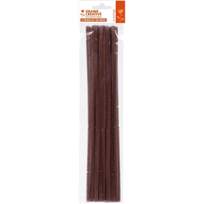 Chenille - SACH - Marron - 6mm - Couleur principale: Blanc - 20 brins