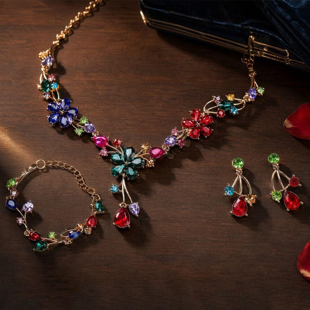 Sparkling Women's Rhinestone Jewelry Set Stud Earrings Bridal Crystal Jewelry Set Party Banquet