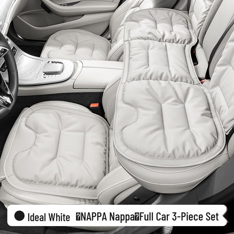Luxury Nappa Leather Non-Slip Car Seat Cushions for Five-Seater - Thickened Design for Front and Rear Seats