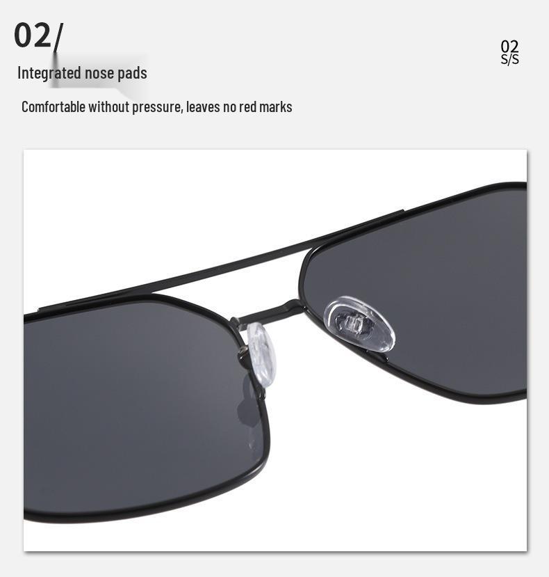 Men's High-End Polarized Double Bridge Metal Sunglasses for Fishing & Driving Sun Protection