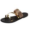 Sandalias de verano para mujer, sandalias planas con diamantes de imitación brillantes, zapatos casuales brillantes para la playa