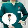 2D Flat Acrylic Unhappy Doctor Retractable Badge Reel, Multifunctional Work ID Holder, Lovely Gift For Teacher Nurse Doctor Student And Office Staff