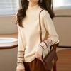 Navava Women Nordic Point Sleeve Half Polo Long Sleeve Knit Tee Nk3511