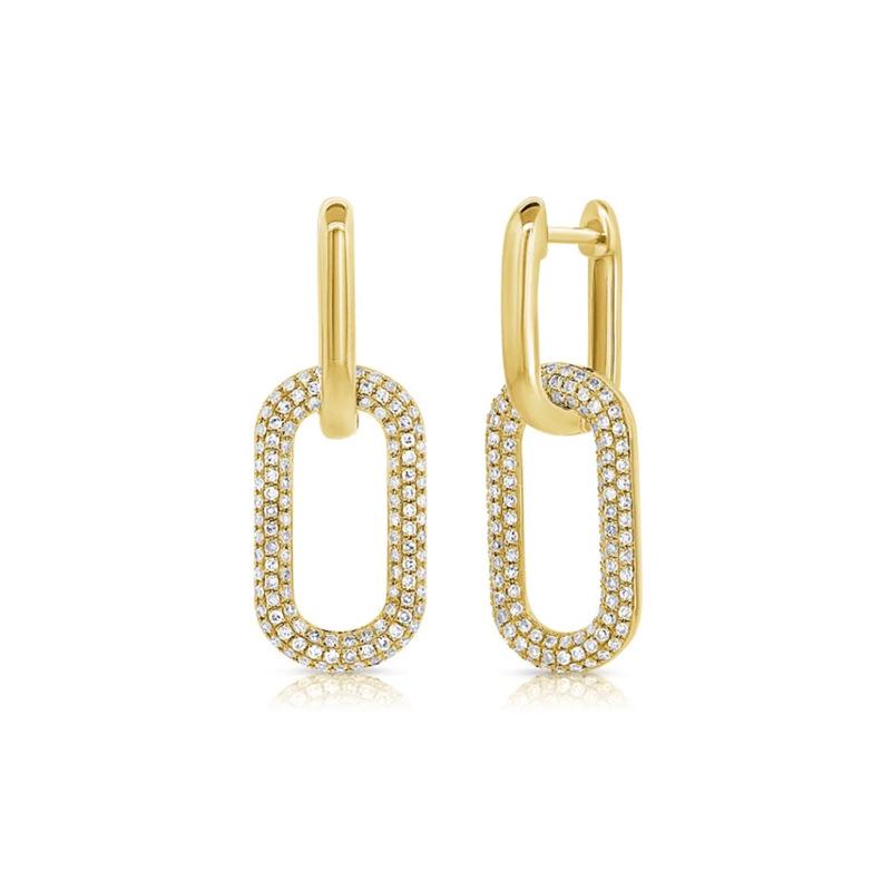 European Style Zirconia Double Ring Earrings: Elegant, Fashionable, Versatile, Light Luxury, Geometric Design for Women.