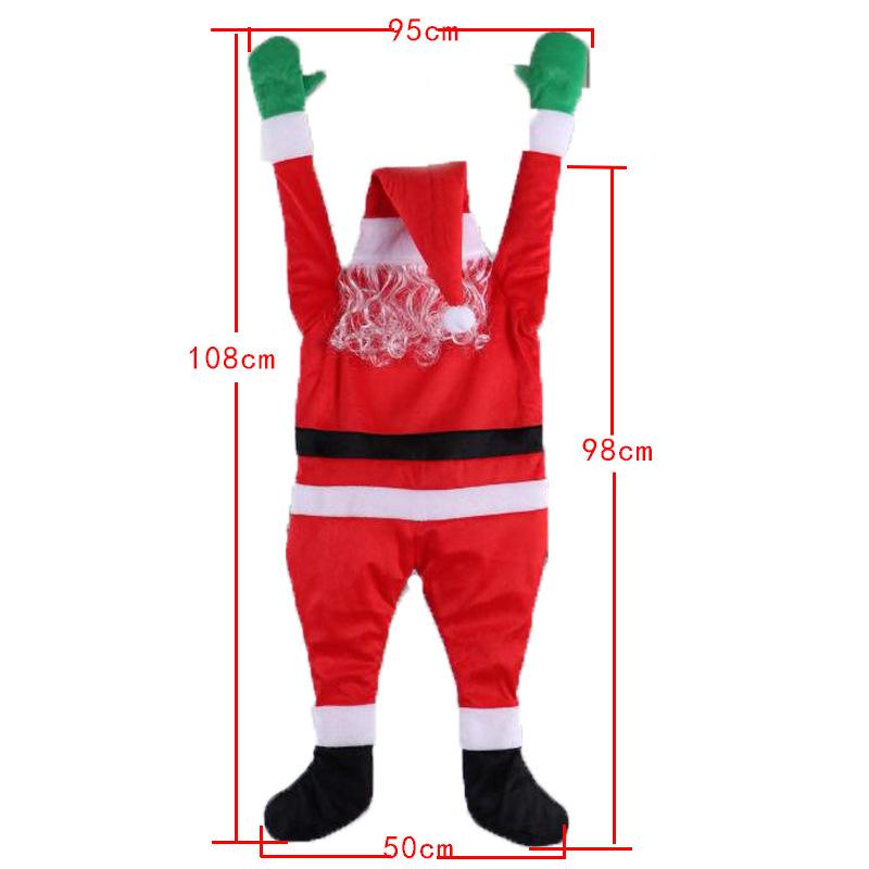 1.7M Velvet Santa Claus Wall Climbing Window Door for Christmas Santa Claus Hanging Window Decor Xmas Hanger Outdoor Decoration