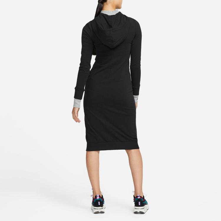 Nike Hooded Slim Fit Long Sleeve Dress Women Dresses Black Dark-Gray Dark-Smoke-Gray DD5091-010