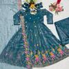 Women's Floral Embroidered Anarkali Set with Sheer Dupatta