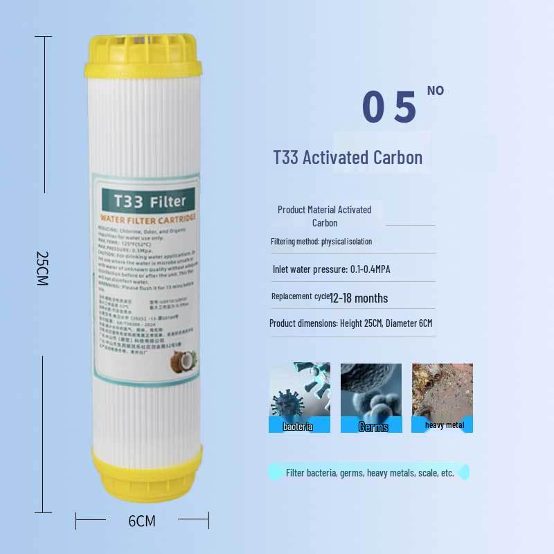 Elemento filtrante fine da 10 pollici per purificatore d'acqua domestico, diametro 6 cm
