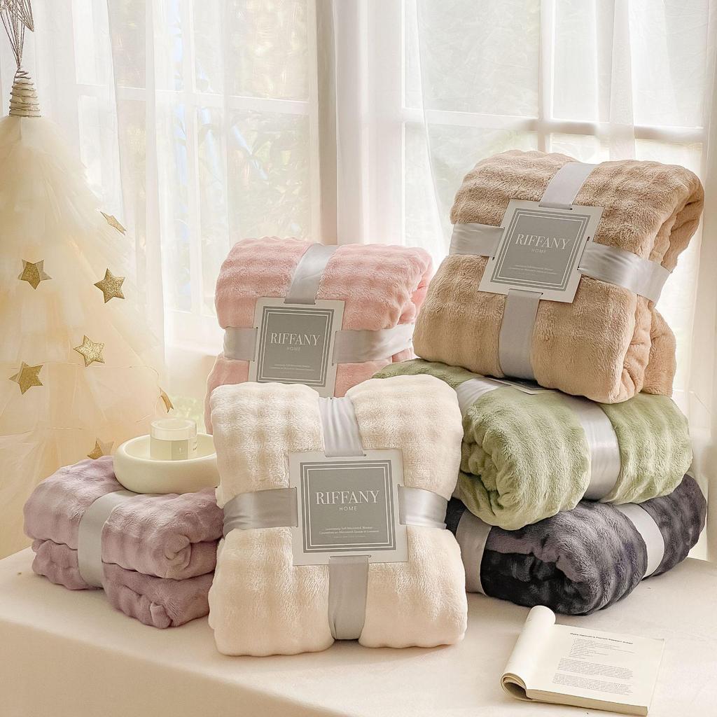 Double-Sided Winter Coral Fleece Flannel Blanket