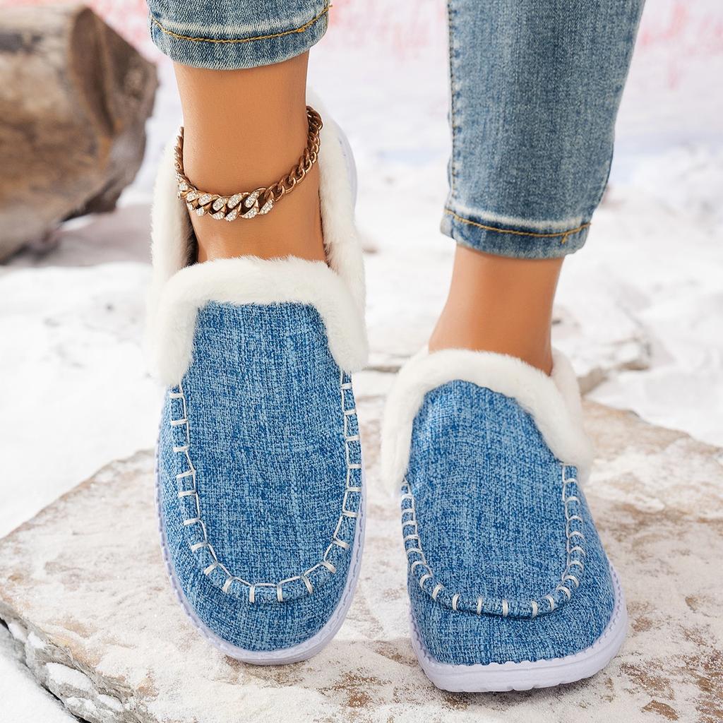 Übergröße Damen Schuhe Slipper Damen Ballerinas Outdoor Warm Lässig Bohnenflats Damen Runde Zehenpartie Slip-on Leichte Schuhe Damen