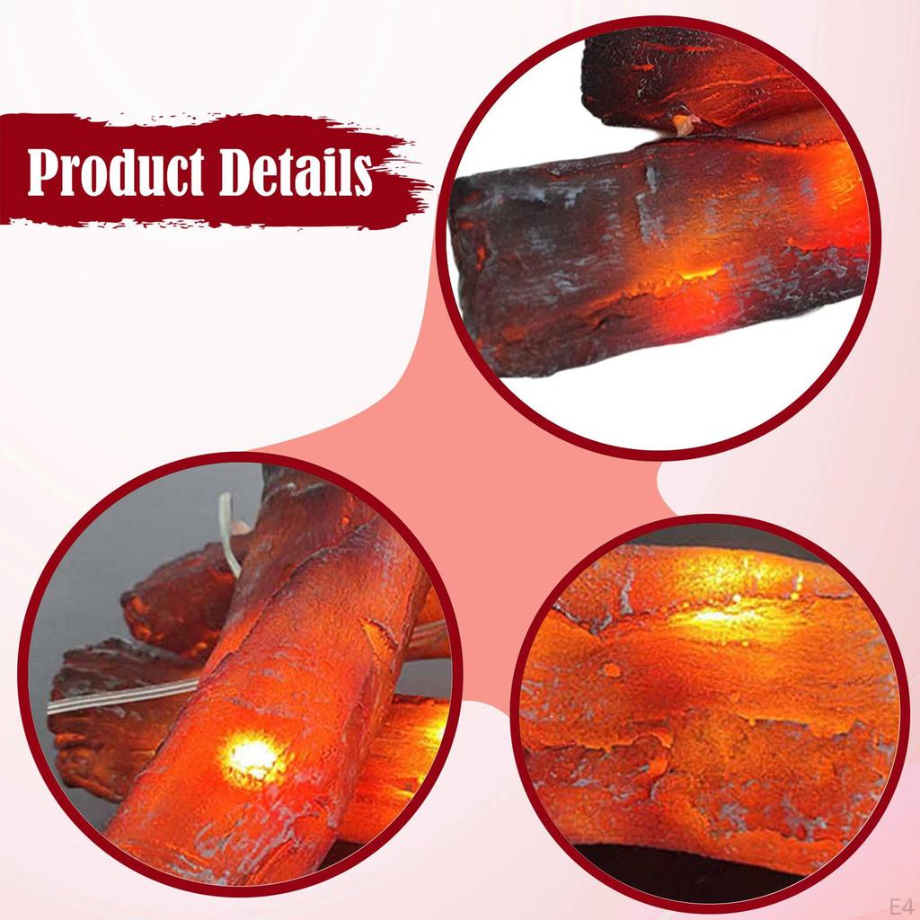 4 Pieces Fireplace Log Light Artificial Electric Decoration Accessories Resin