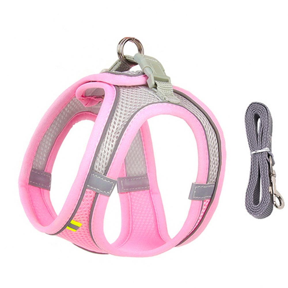 Colete para filhotes de cachorro e gato com coleira, malha respirável, tiras no peito para animais de estimação, para chihuahua, arreios york, coleira refletiva para caminhada de buldogue