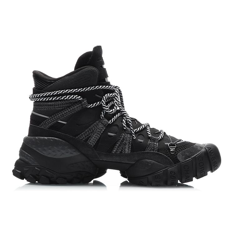 Li Ning CF Cushioning, Wear Resistant High top Casual Shoes Men's Black AGLQ155-1