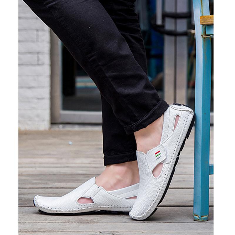 Fashion 2025 Summer Shoes Mens Sandals Soft Non-slip Flat Brand Male Footwear Black Blue White Plus Size 45 D462