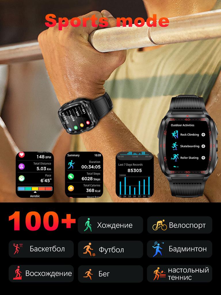 SACOSDING Men Smart Watch Military Healthy Monitor AI Voice Bluetooth Call Fitness Waterproof Sports Smartwatch for IOS Android Phone 2025