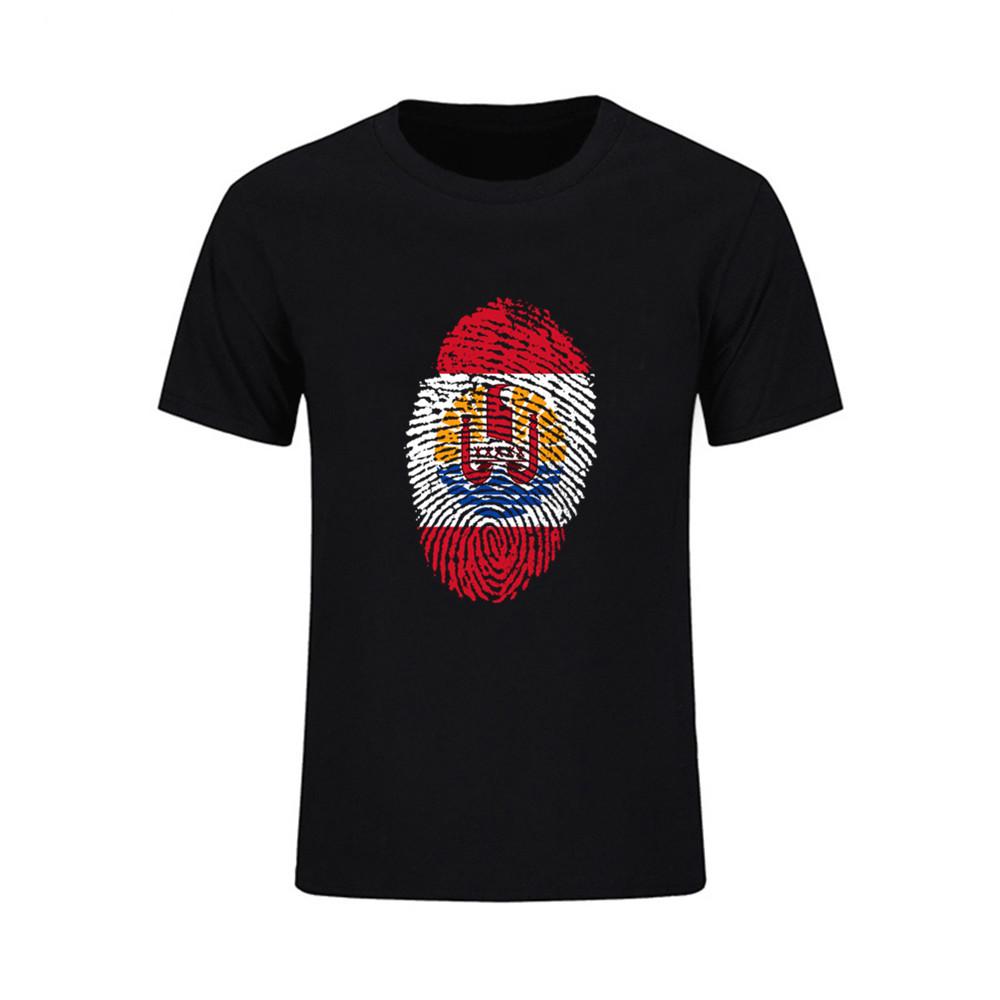 French Polynesia Flag Fingerprint Cotton Mens T Shirt Vespa Tops Kawaii Crop Top 2XL