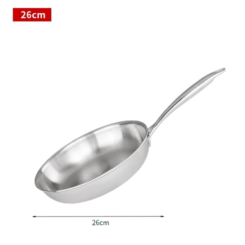 Stainless Steel Frying Pan, NonStick Pan Fried Steak Pot  Uncoated Kitchen Cookware For Gas Stove and Induction Cooker
