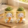 Mini Resin Flowerpot Holding Pen Cat Planter Pot, Shaped Flowerpot, Office Desk Succulents Plants Container for Home Balcony Animal Plant Pot