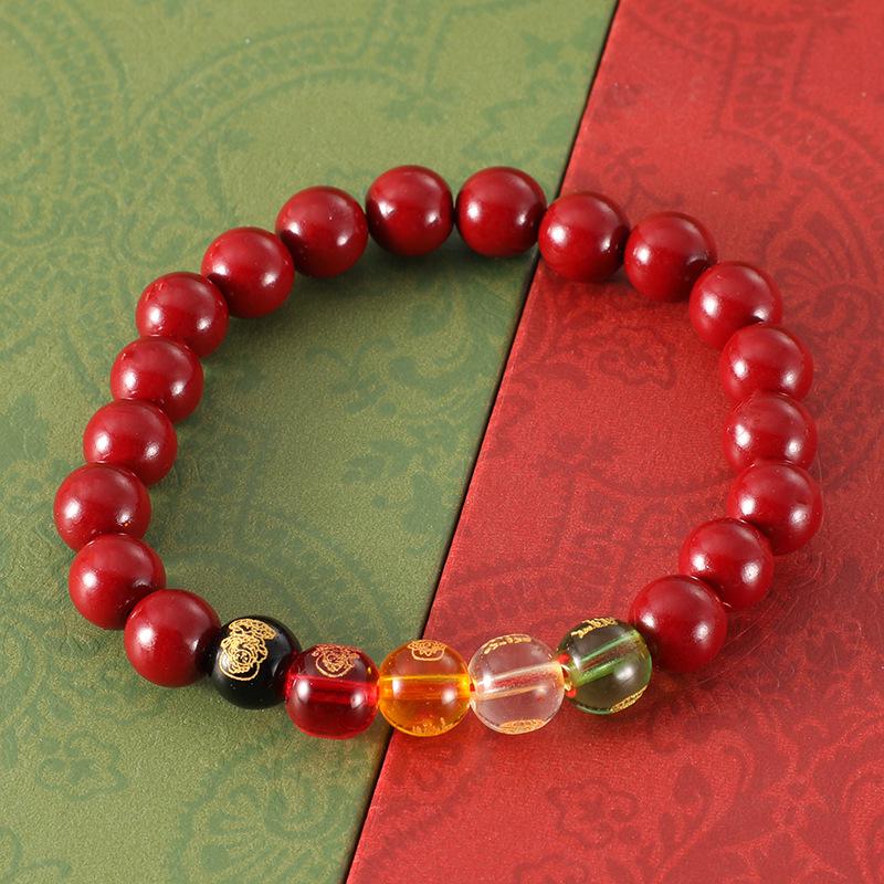 Armband met natuurlijke cinnaber draak en konijn - drie-in-één geluksbrenger en originele armband van ertskralen