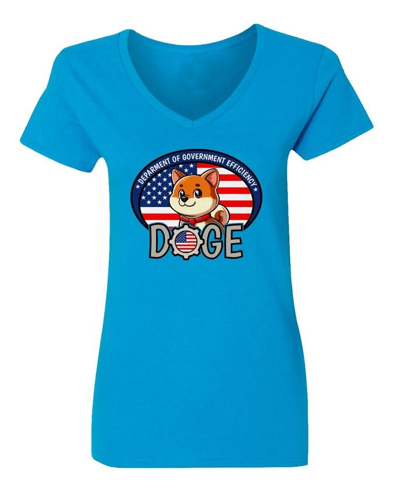 Trump Dept. of Government Efficiency DOGE USA Flag Ladies  V-Neck Tshirt Unisex T-Shirt XXXL