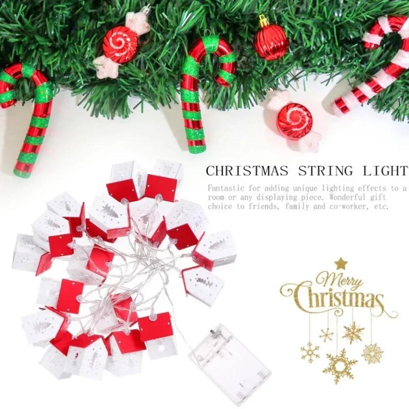 1-10PCS 1.5M Christmas Wooden House LED String Lights Elk Heart Star Shaped Decorative Lights for Christmas Tree Holiday Party