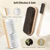 3Pcs Shoe Cleaning Brush Set Suede Eraser Premium Horsehair Polish Brush Long Lasting Shoe Brush for Cleaning and Polishing