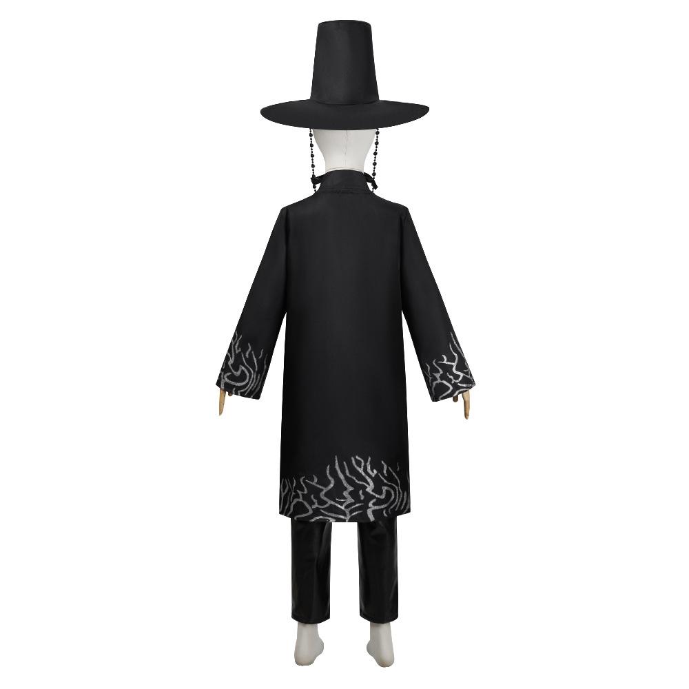 Kids Cosplay Suit KPop Demon Hunters Saja Boys Cospplay Costume Jinu Saja Robe Baby Black Uniform Stage Performance Halloween