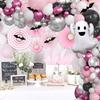 174pcs Girl Halloween Theme Party Balloon Wreath Set Pink Black Halloween Party Background Decoration