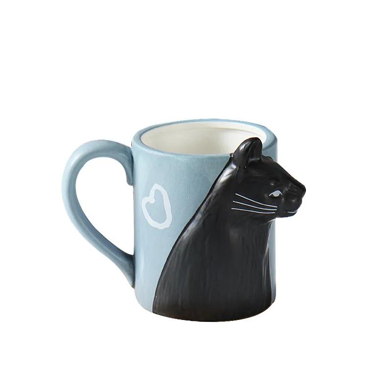 3D Cartoon Cat Water Cup Creative Handle Ceramic Mug Irregular Coffee Cups Breakfast Milk Tea Mugs Office Home Drinkware