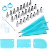 34-Piece Stainless Steel Cake Decorating Nozzle Set with Silicone Piping Bags and Scrapers for DIY Baking and Pastry Decoration