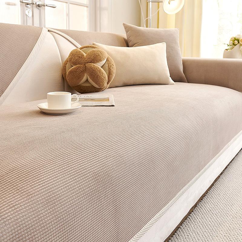 

Новый чехол для дивана Cordoy, универсальная противоскользящая подушка для дивана, однотонный чехол для домашнего шезлонга, кремовая подушка для дивана в гостиную 70x70cm 1pcs