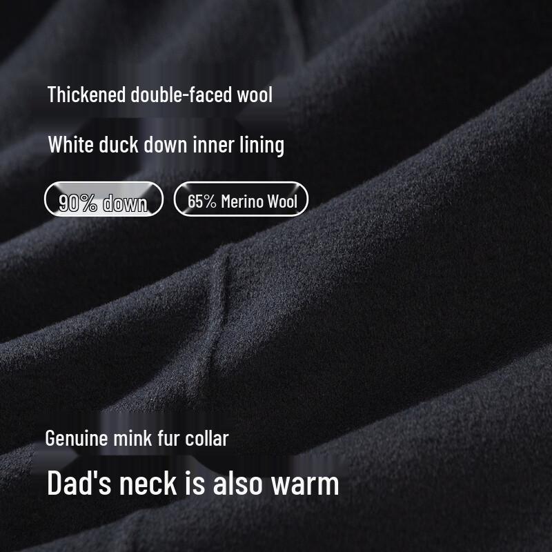 Hodo Men's Detachable Down-Lined Wool Coat with Mink Fur Collar