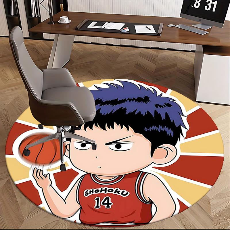 1pc Slam Dunk Anime Design Shohoku 14 Chair Mat - Office Desk Pad, Round Carpet for Home Decor