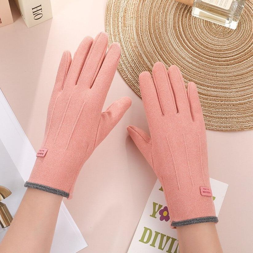 Warm Gloves Three-line Rabbit Velvet Men and Women's Fashionable Touch Screen Cold Proof Plus Velvet Outdoor Cycling Autumn and Winter Gloves