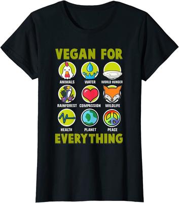 Veganské pro všechno Hrdý vegan Vtipný design Dámské tričko s kulatým výstřihem Unisex tričko