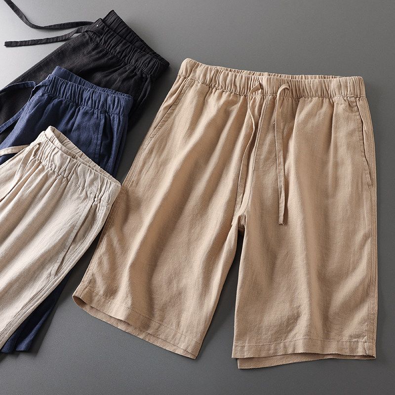 Cut Label Summer Thin Loose Men's Clothing Middle Pants Linen