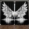 2 pieces of Black art angel wings and stars printed curtains, pole bag curtains 30*65, home decoration, room decoration