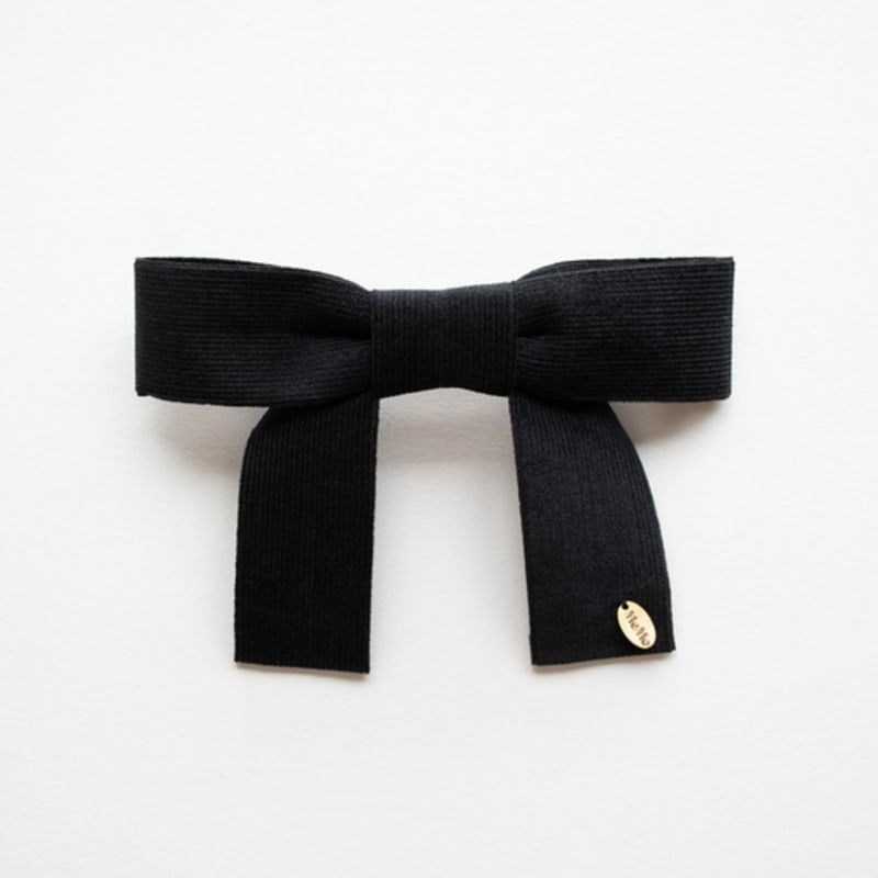 MERRYMOTIVE Black Corduroy Ribbon Hairpin