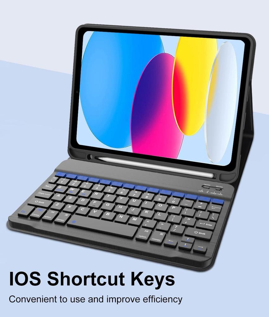 iPad 11th Gen Protective Case with Azerty French Bluetooth Keyboard and Magnetic Suction Soft Shell.