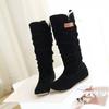 Fashion Trendy Long Women's Boots 2024 Spring and Autumn Western Cowboy Boots Versatile Slope Heel Solid Color Simple Women's Boots