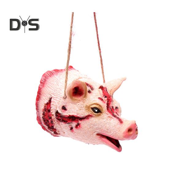 Halloween Pendant Realistic Creepy Hanging Rat Pig Head Spider Bat Decoration Haunted House Prop for Halloween Party