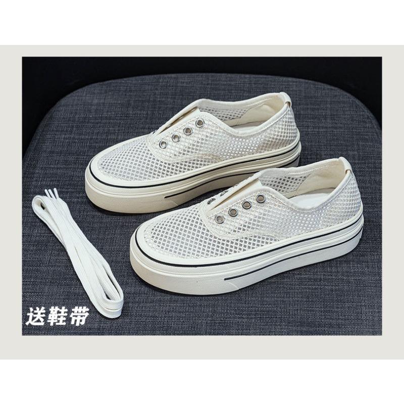 

Thick-soled sequined mesh breathable board shoes children s new versatile sports and leisure one-pedal mesh shoes little white shoes 35