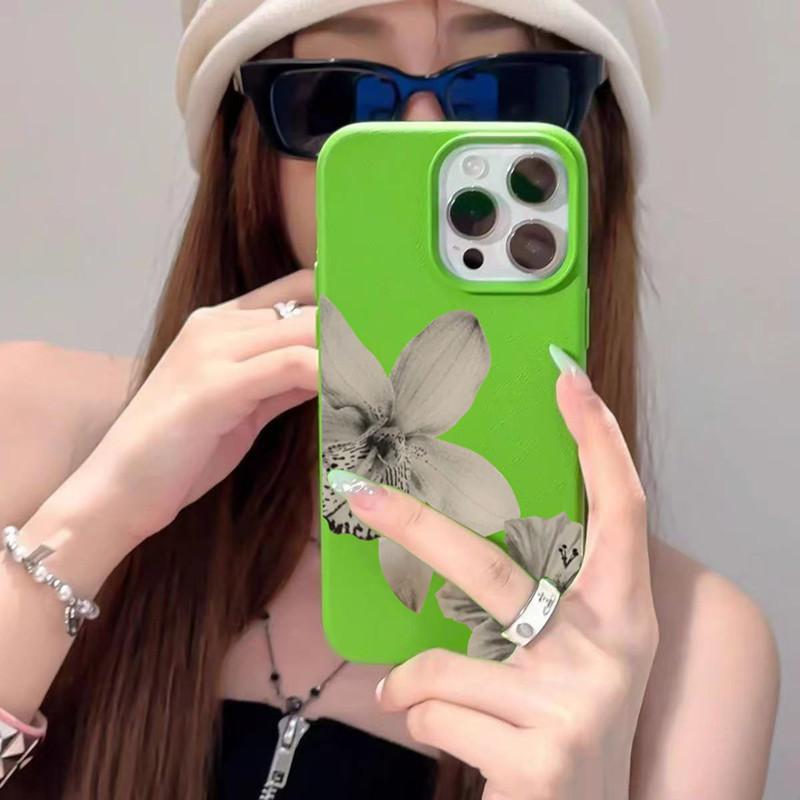 Litschi-Leder-Muster Handyhülle Für Samsung S25 S24 S23 S22 S21 S20 S10 Plus FE Ultra 4G 5G Hülle Schwarz-Weiß Floralmuster