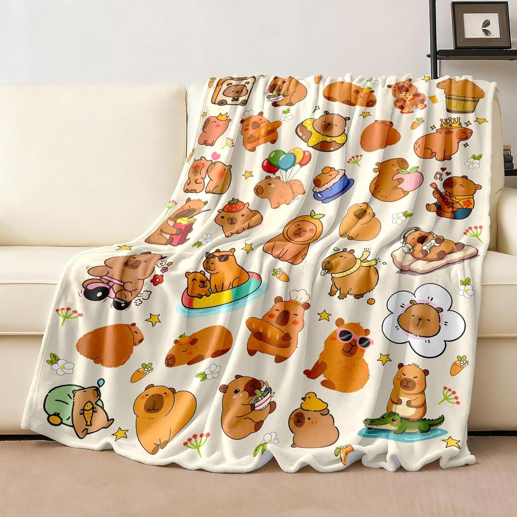 Capybara Blanket Gifts Warm Flannel Capybaras Throw Blanket Bedding Decor for Capybara Lovers Kids Girls Women Adults 50"x40"