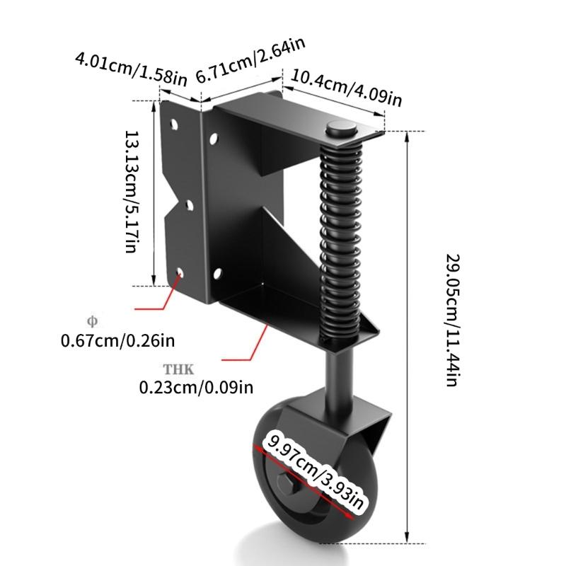 4inch Universals Gate Casters Adjustable Spring Gate Support Wheel Spring Loaded Gate Casters Hardware Easy To Install