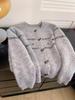 Autumn-Winter Women's Knit Cardigan: Round Neck, Horn Button, Embroidered, Casual, Versatile, Forest Style, Japanese-Korean Flair.