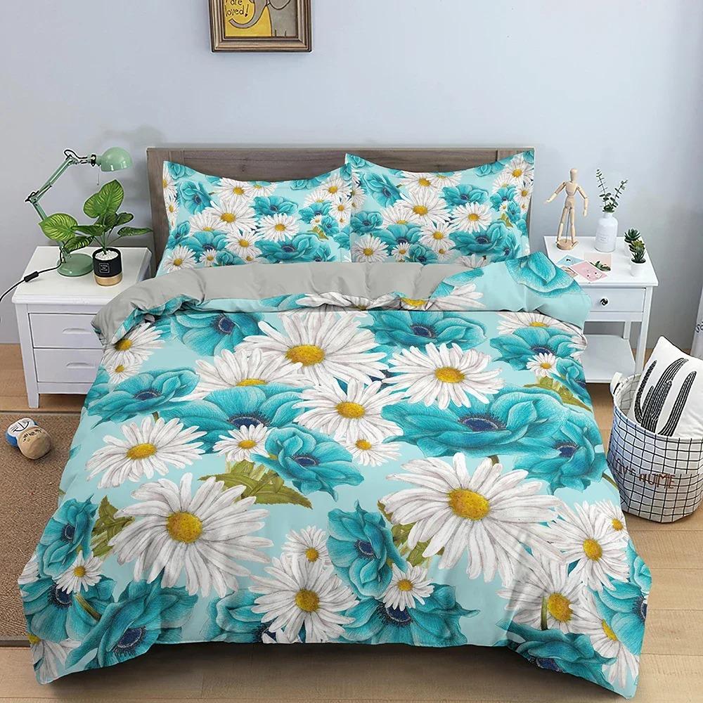 Wunderschönes Bettwäscheset mit Blumenmuster, luxuriöses, weiches Bettbezug-Set, 3D-gedruckter Bettbezug für Schlafzimmer, Kingsize-Bett, Twin, Heimdekoration