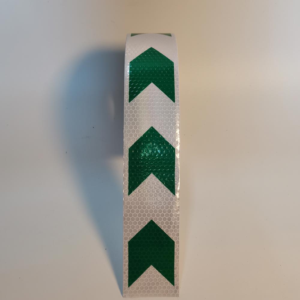 5cmm*25m Arrow Reflective Hazard Safety Warning Caution Tapes White-Green Reflectors Adhesive Stickers For Trailer Vehicle Stair