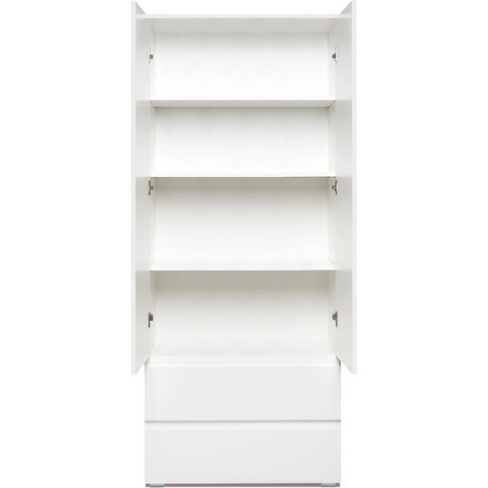 IMAGE7 Wardrobe - 2 Doors + 2 Drawers - Matt White - L80 X H191 X D40 Cm